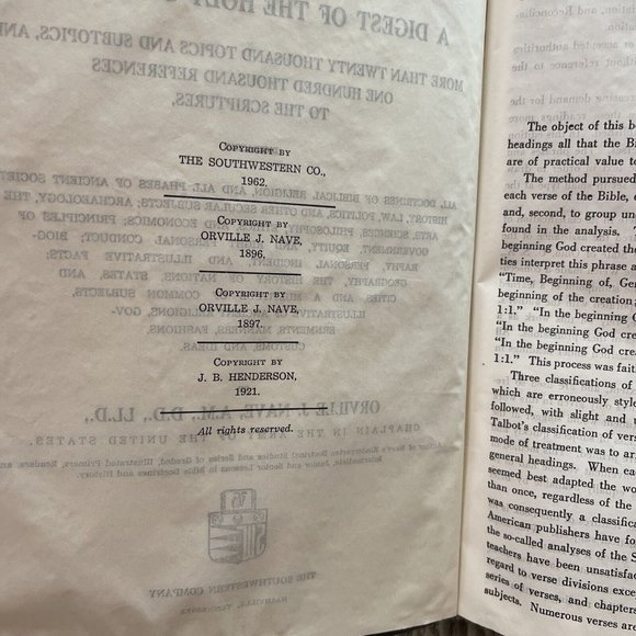 Nave's Topical Bible: A Digest of the Holy Scriptures 1962 Thumb Indexed - Picture 8 of 12